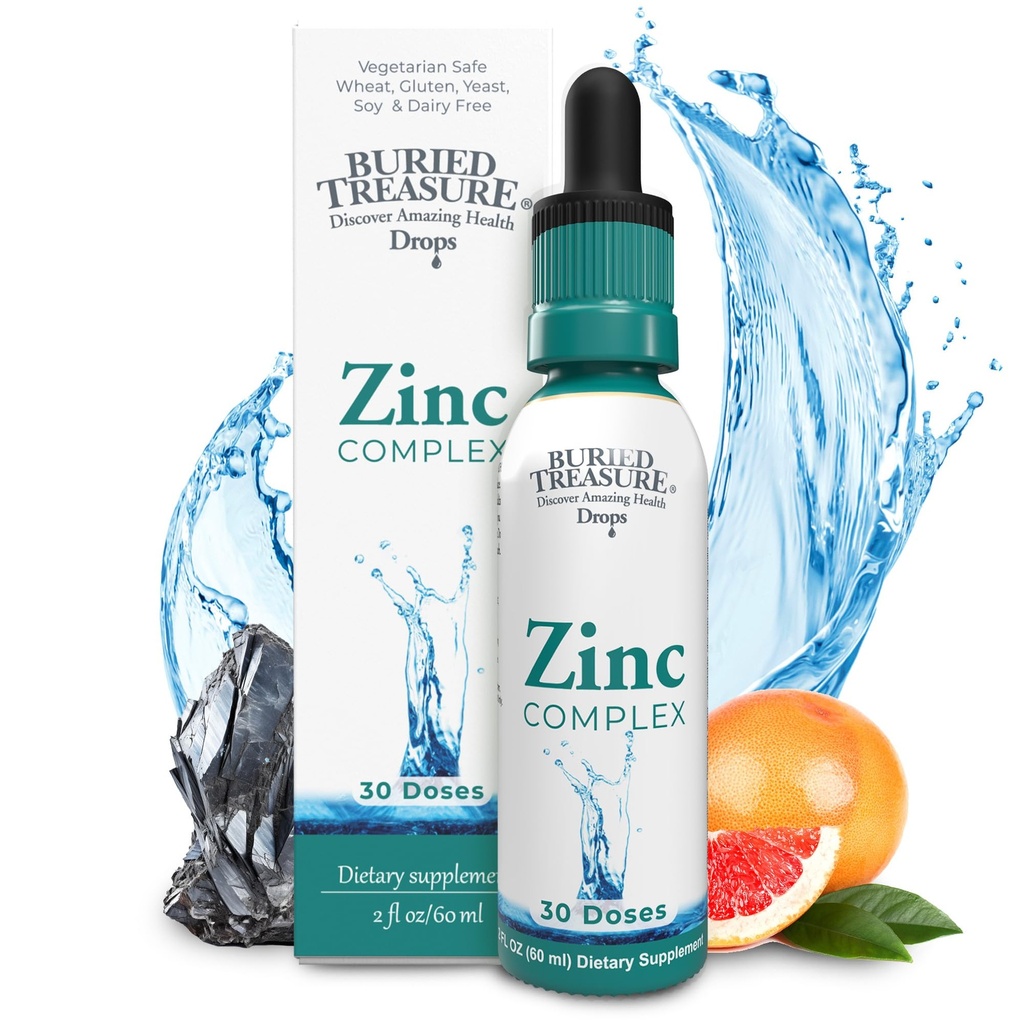 Buried Treasure Zinc Complex Drops - 30 서빙, 2 fl oz, 효과적이고 Bioavailable Ionic 아연 보충