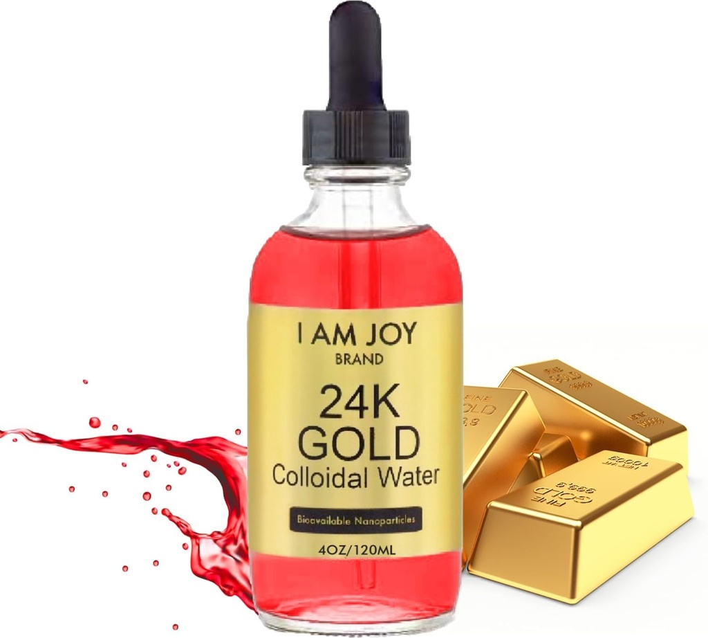 I Am Joy co. 액체 콜로이드 금 24k 99.99% 순수한 100ppm 루비 빨간 물 - 근거한 모든 자연적인 전기분해 4oz 유리병