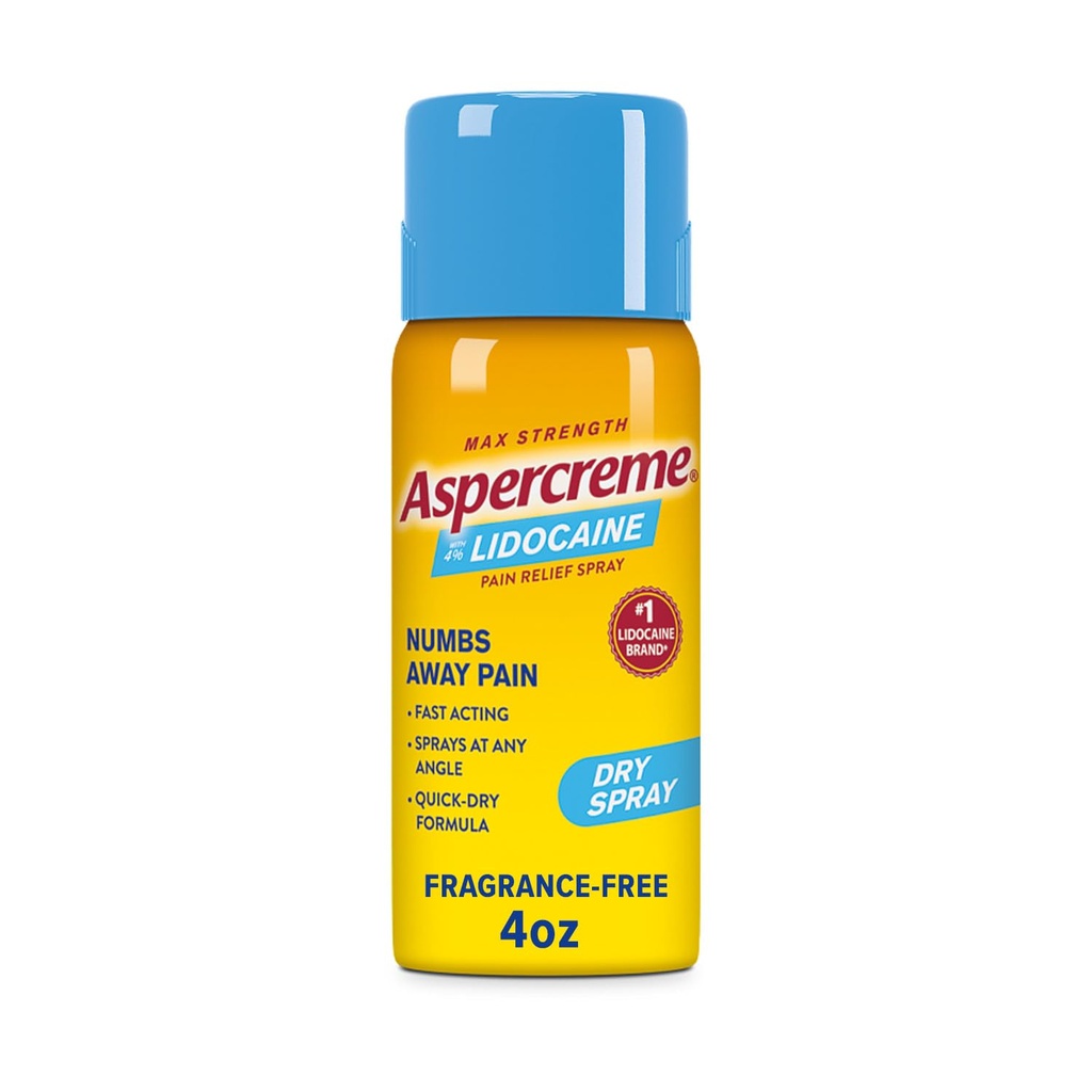 Aspercreme 리도카인 건조한 살포 Soothes 새겨진 Nerves의 어떤 각, 4 Oz에 Max-Strength 4% 리도카인 분무를 가진 numing 화제 진통 살포.