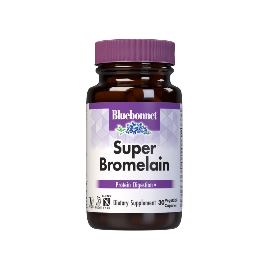 BlueBonnet 슈퍼 Bromelain 채식 캡슐, 파인애플, 500 mg, 30 조사
