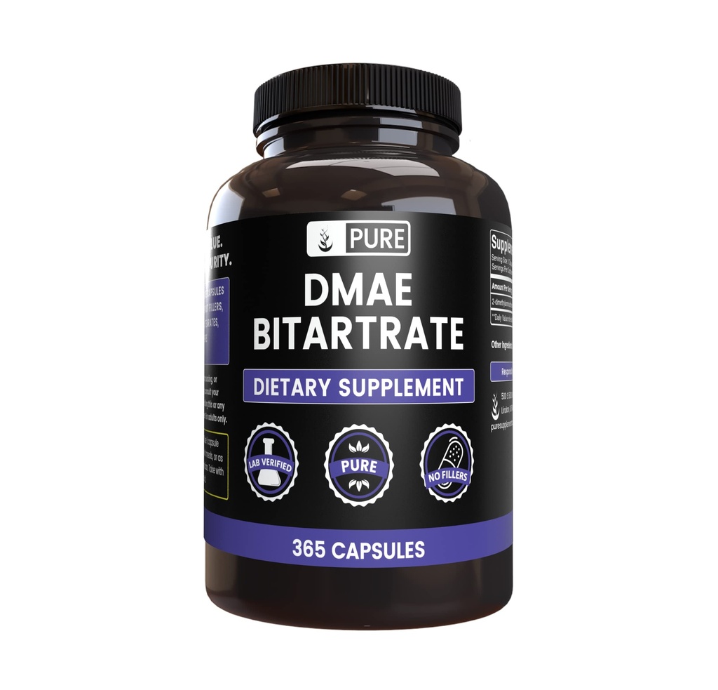 순수한 본래 성분 DMAE Bitartrate (365의 캡슐) 마그네슘 또는 밥 충전물 없음, 확인되는 항상 순수한, 실험실