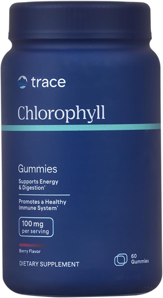 Trace Minerals Chlorophyll Gummies, 100mg - 건강한 소화, 면역 & 피부 건강 지원 - 최대 흡수를 가진 자연적인 에너지 & 세포 기능 공식 - 베리 풍미, 60 Gummies (30의 서빙)