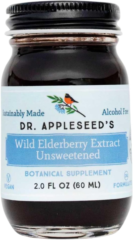 Appleseed의 Wild Elderberry Extract는 최대 강도 720mg Kids + Adults Daily Immune Supplement Doctor- Formulated Science-Backed Pure Vegan 25 Day Supply – 2 Fl Oz