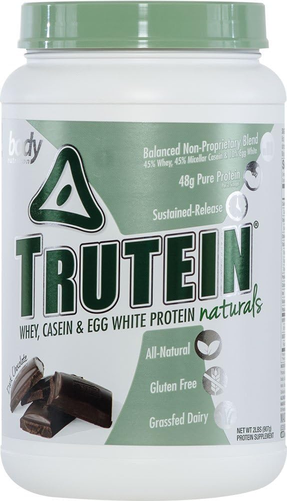 바디 영양 단백질 분말 - Trutein Naturals 다크 초콜릿 2lb Whey, Casein & Egg White - 자연적인 낮은 Carb Keto 친절한 음료 - Lean 근육 빌더, 체중 감소, 운동, 회복