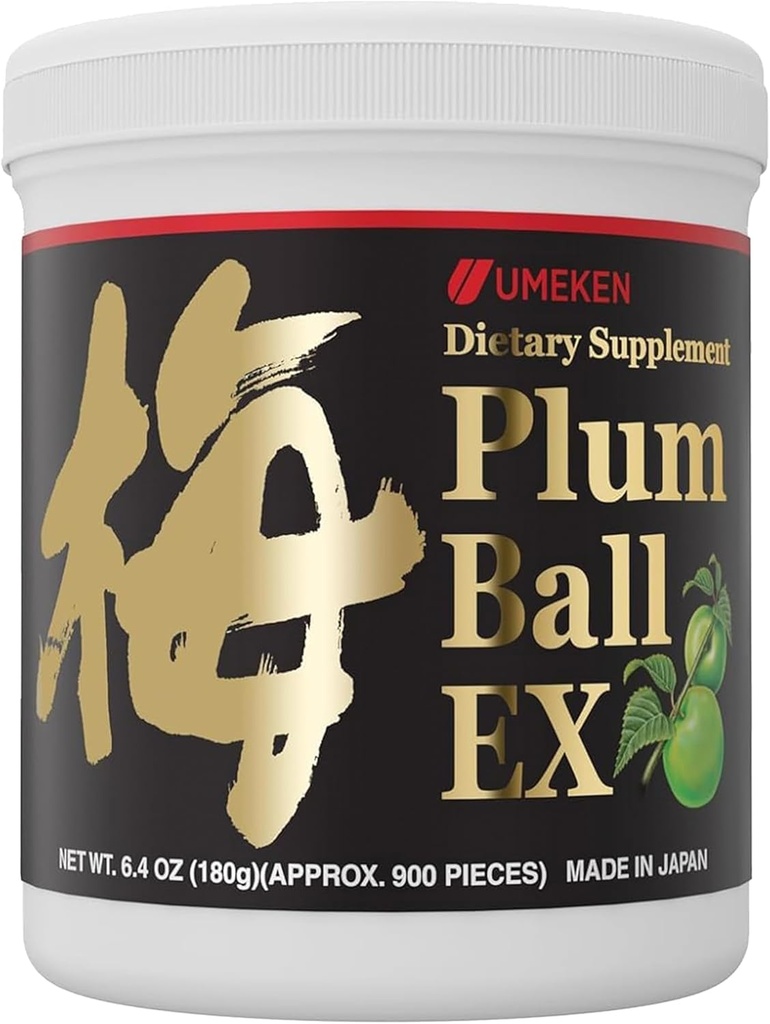 Umeken Plum Ball EX, 항 산화제, 구연산 및 Mumefural, Daily Supplement, Japanese Green Plum Extract, 3 개월 공급, 6.4oz, 180g 병, 팩 1