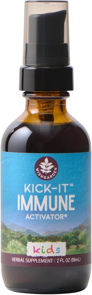 WishGarden 허브 Kick-It Immune for Kids - 아이를위한 면역 지원 보충교재, Echinacea, OSHA, Elder, 급속한 아기 및 유아 면역 면역 지원 공식, 2oz를 가진 초본 면역 방어 & 면역 부스터