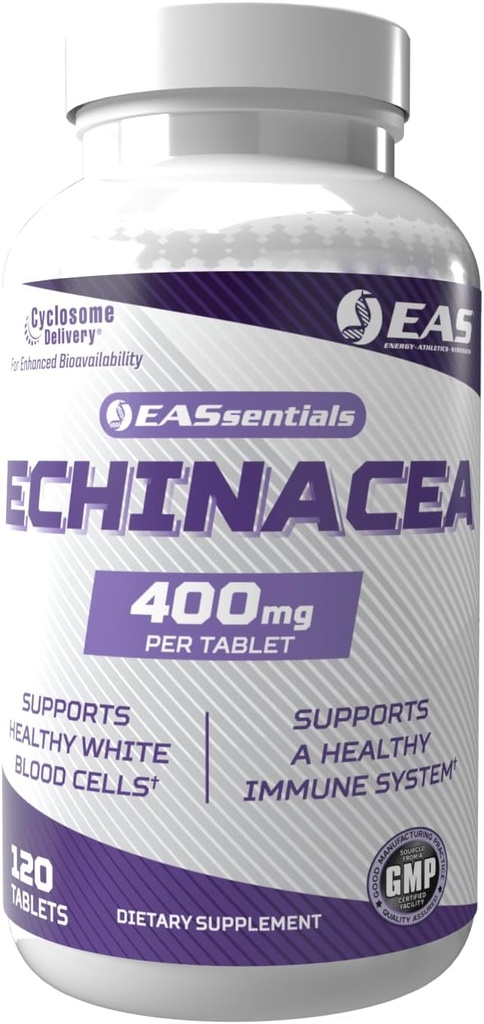 EAS 실험 및 응용 과학 Echinacea 400mg | Tri Blend Formulation | Immune & Respiratory Support | Gluten Free, Non GMO | Cyclosome Delivery를 사용한 더 나은 흡수 | 120 정제