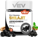 VEV Shilajit Gummies for Men & Women | 1000mg Shilajit & Ashwagandha Gummies with Sea Moss & L-Theanine for Energy, 활력 및 스트레스 밸런스 | Vegan, 추가 설탕 | 매일 웰빙을위한 90 카운트
