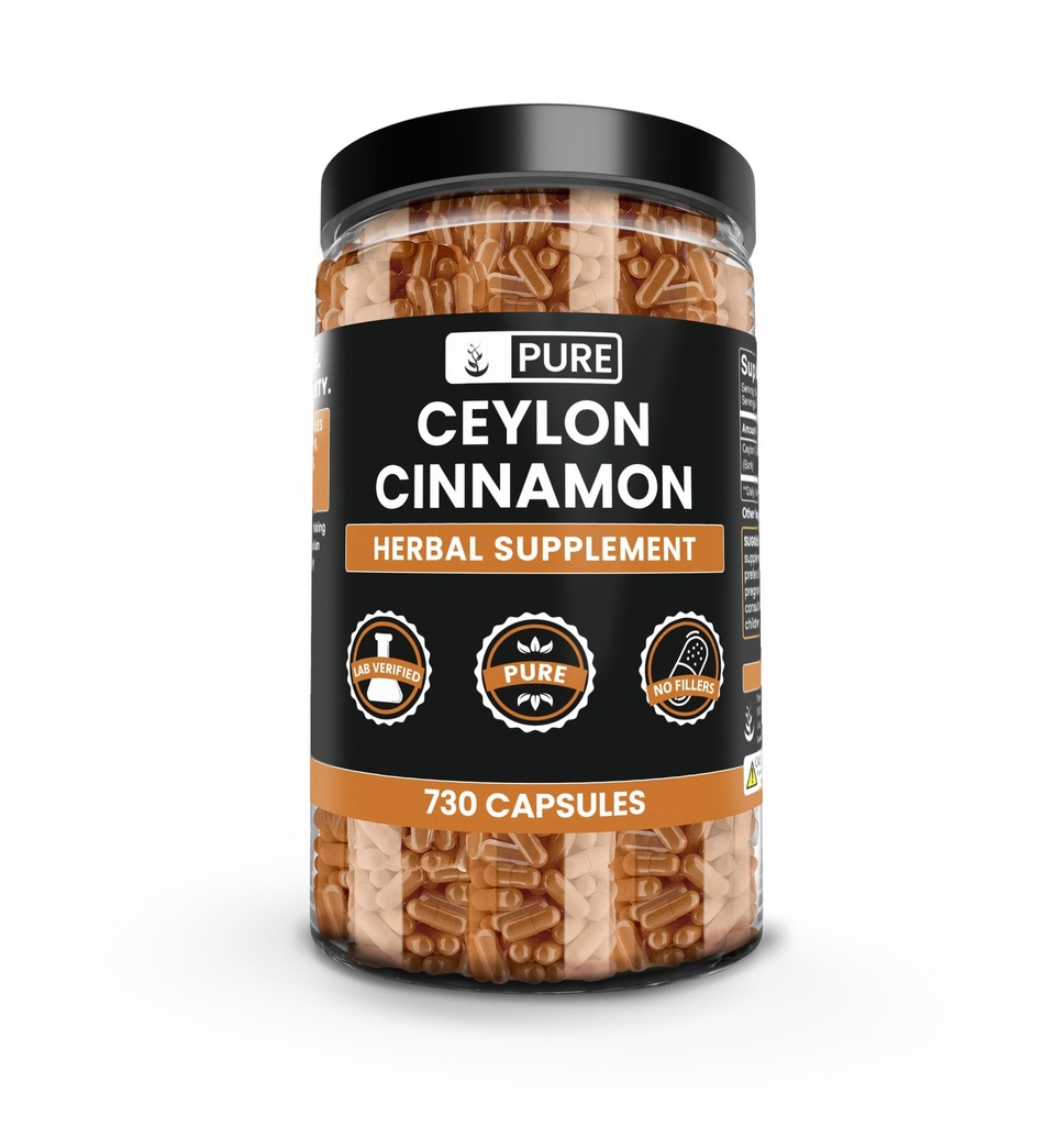 PURE ORIGINAL INGREDIENTS Ceylon Cinnamon (730 캡슐) 마그네슘 또는 쌀 필러 없음, 항상 순수, 실험실 검증