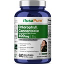 NusaPure Chlorophyll 200:1 추출물, 80,000mg에 400 mg 동등한 60 Veggie 모자 (섭리, 비 GMO, Vegan) 나트륨 구리 Chlorophyllin 당 동등한 80000mg