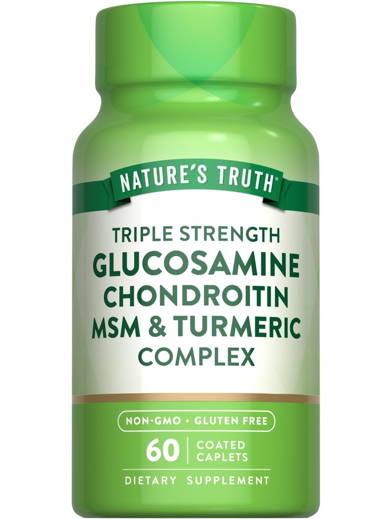 자연의 진실 글루코사민 Chondroitin MSM Complex | 60 Caplets | Turmeric | Triple Strength Formula | Non-GMO 및 글루텐 무료 보충