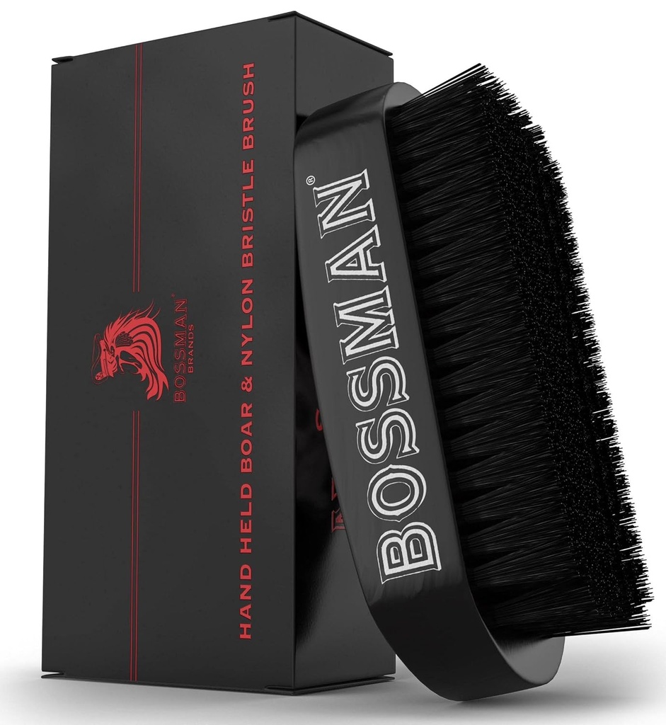 Bossman Beard Brush for Men - Hand Held Boar & Nylon Bristle Brush - Beard 및 Hair Care 용 Detangling 브러시