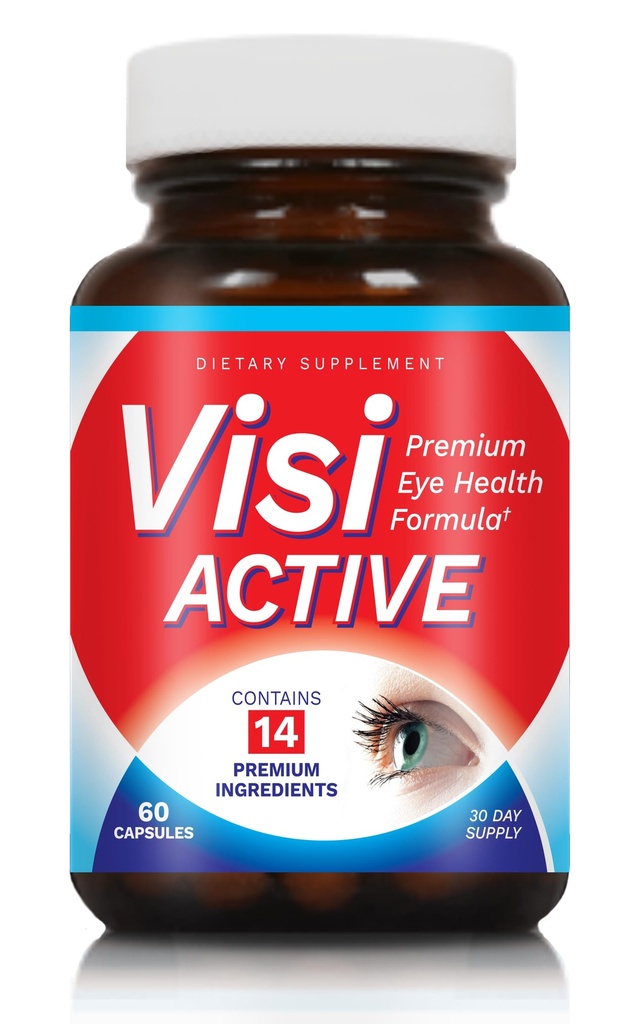Vision Support Supplement - L-Tartrate, Resveratrol, Blueberry Extract, 비타민 A, C, D 및 11 성분 - 60 캡슐 / 병 - 1 팩