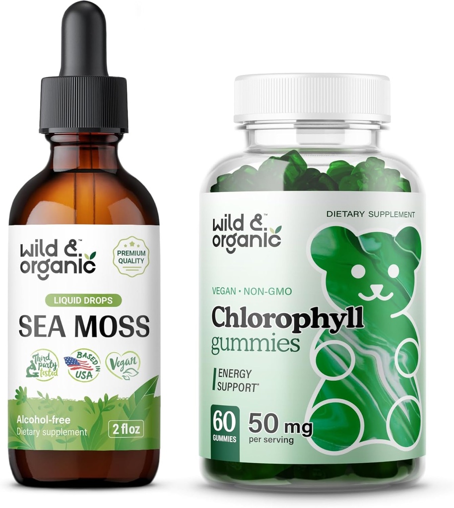야생 & 유기 바다 Moss Tincture 2 fl oz & Chlorophyll Gummies