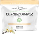 근육 Feast 잔디 Fed 프리미엄 혼합 Whey Protein, Hydrolyzed Whey, Isolate, Micellar Casein, 21g Protein, 100 칼로리 (Vanilla, 5lb)