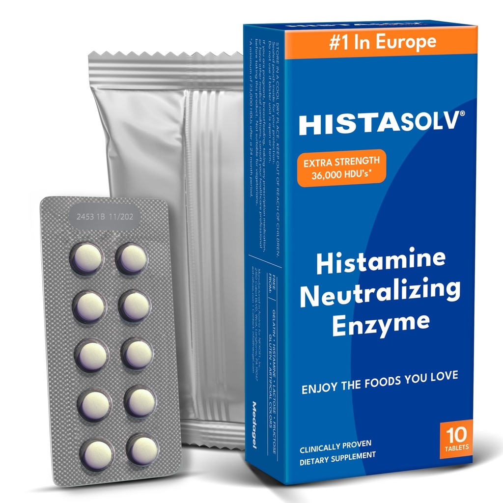 Medagel HISTAsolv Extra Strength DAO Enzyme 보충 - Eases Digestive Discomfort - 특허 기술 - 오스트리아에서 제작 - 10 팩