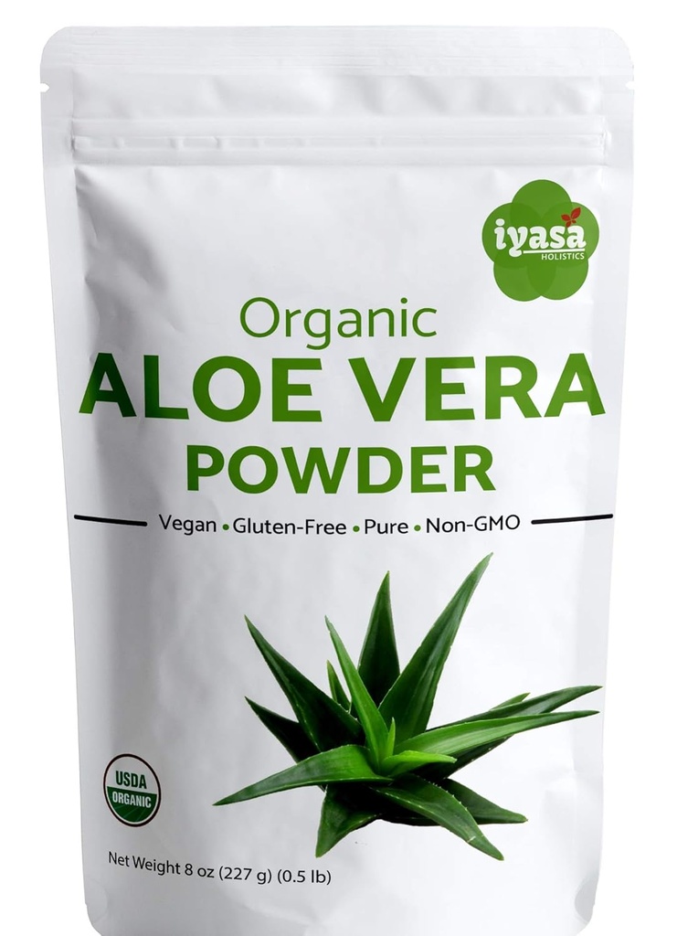유기 알로에 Vera 분말, Aloe Barbadensis 냉각 얼굴과 머리 가면, 자연적인 Moisturizer의 8개 oz/223 그램의 1개의 Resealbale 팩