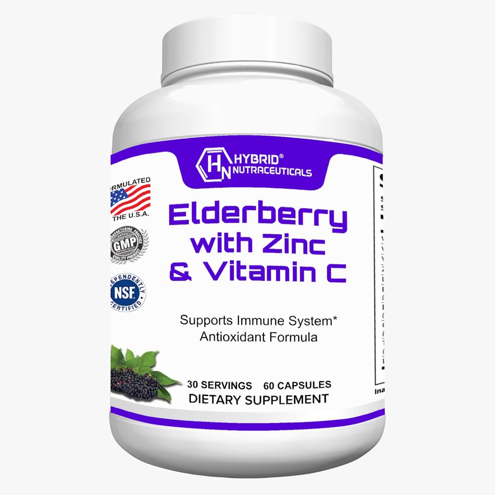 Echinacea, Turmeric, 마늘, 아연, 비타민 C, E 및 B6, Probiotics 및 L 글루타민 (60 캡슐)와 더불어 잡종 Nutraceuticals 검정 Elderberry 캡슐