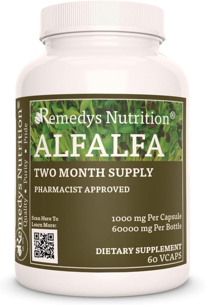 Remedy의 영양 Alfalfa - 1,000 mg, 60 Vegan 캡슐 초본 다이어트 보충 - 2 개월 공급