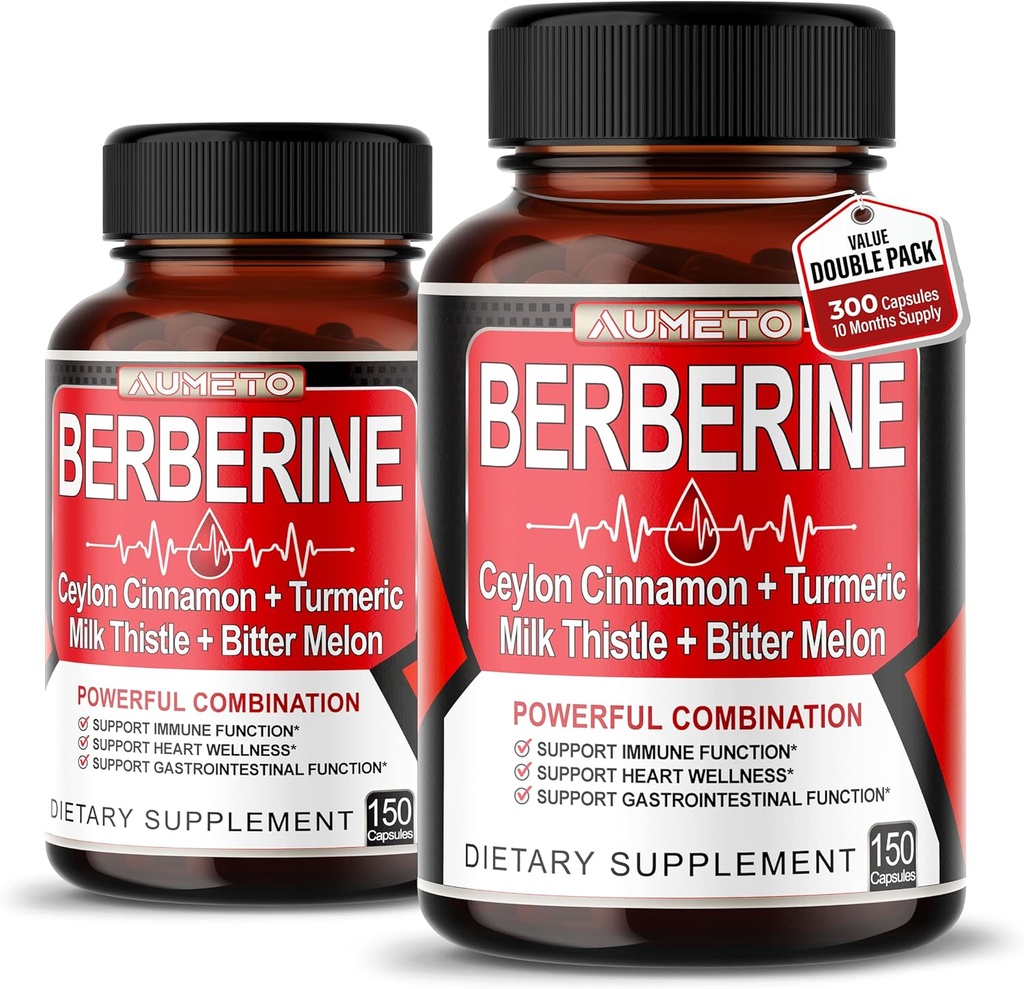 Berberine Supplement - Ceylon Cinnamon, Turmeric, Milk Thistle, Digestion, Immunity 및 Weight Managament 지원 (150 개)에 대한 Bitter Melon 강화