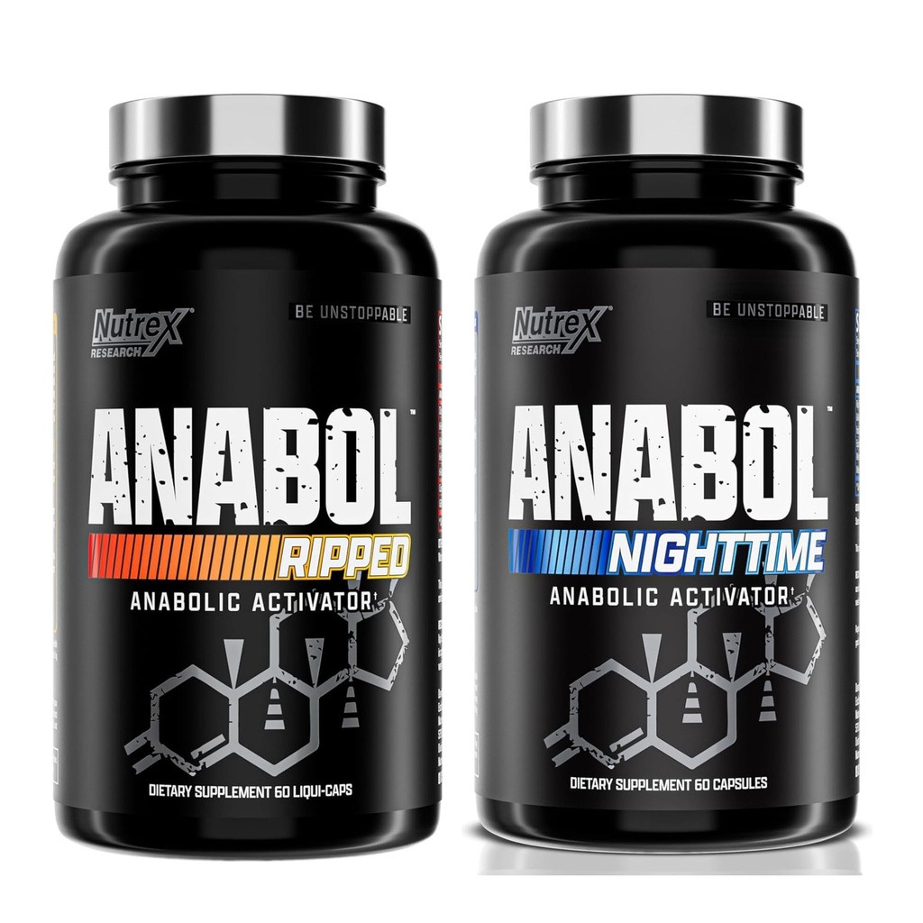 Nutrex 연구 Anabol Ripped & 야간 PM 근육 빌더 및 Shredding 결합
