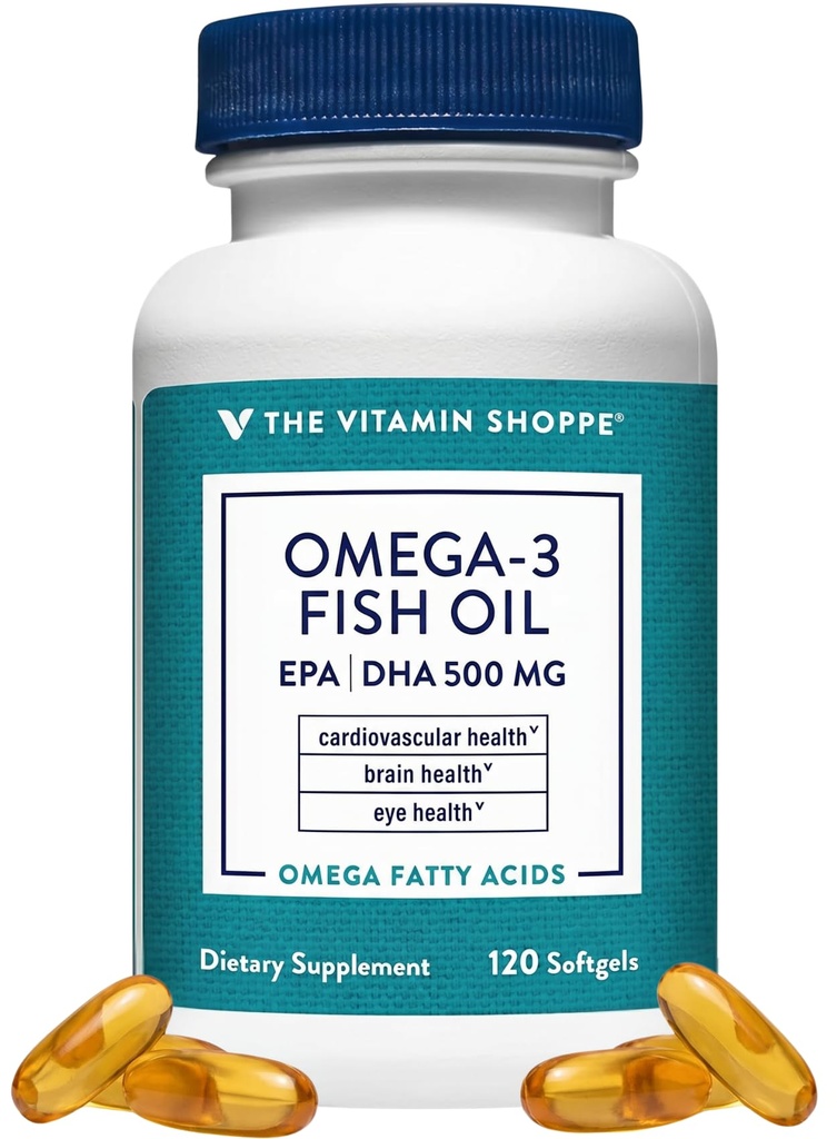 비타민 Shoppe 오메가 3 물고기 기름 1000mg, EPA 300mg & DHA 200mg의 순수성은, 심장 혈관, 합동 및 뇌 건강 (120 Softgels)를 지원하는 분자로 증류했습니다