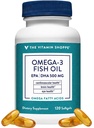 비타민 Shoppe 오메가 3 물고기 기름 1000mg, EPA 300mg & DHA 200mg의 순수성은, 심장 혈관, 합동 및 뇌 건강 (120 Softgels)를 지원하는 분자로 증류했습니다