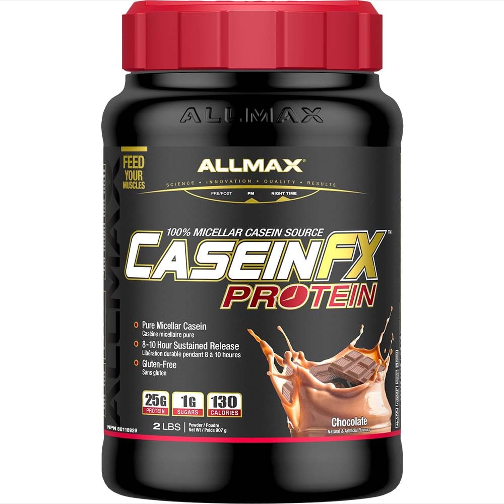 ALLMAX Casein-FX Protein, Chocolate - 2 lb - 25 Scoop 당 느린 방출 단백질의 그램 - 낮은 Carb & Zero Sugar 추가 - 약 27 서빙