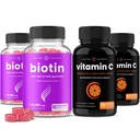 NutraChamps Biotin Gummies (2 팩) 및 비타민 C 캡슐 (2 팩) 4 팩 번들