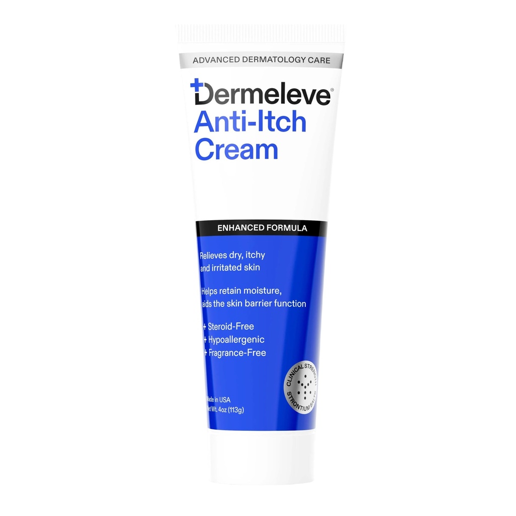 Dermeleve 스테로이드 무료 안티-Itch 크림 | Psoriasis, Seborrheic Dermatitis, Viral Rash, Bug Bites, Allergy, Chronic Hives, Neuropathy (Nerve)에 대한 추가 강도 | 전체 바디 Itch Relief | 4 oz (1 팩)