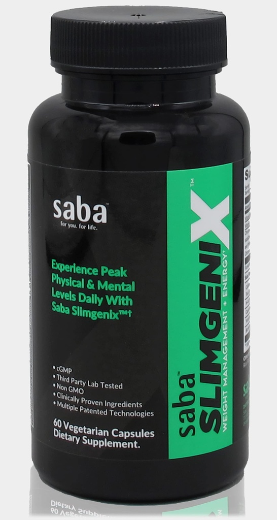 Saba SlimGenix - 에너지, 무게 관리, 식욕 제어, 초점, 브랜드가있는 지방 버너, 특허 및 임상 입증 성분-60 캡슐