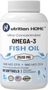 세 배 힘 오메가 3 물고기 기름 3000 mg EPA & DHA, 오메가 3 지방산의 2520mg 1440mg EPA + 960mg DHA 제일 정유 지방산 우수한 Burpless Softgel 보충교재 (90)