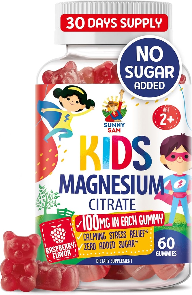 어린이 및 성인을위한 마그네슘 Gummies - 100mg - Calm 마그네슘 Chews - 무드 및 근육 지원을위한 마그네슘 Citrate Chewable 보충 - 60 Gummies