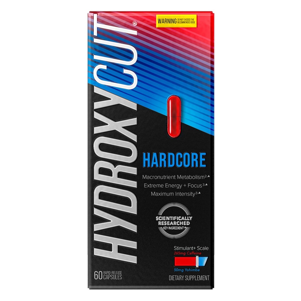 Hydroxycut 하드 코어 - Thermogenic 보충 - 에너지 및 대사 지원 - 265 mg 카페인 무수, 50 mg Yohimbe 추출 - 급속 한 릴리즈 캡슐 - 남성 및 여성을위한 - 60 카운트