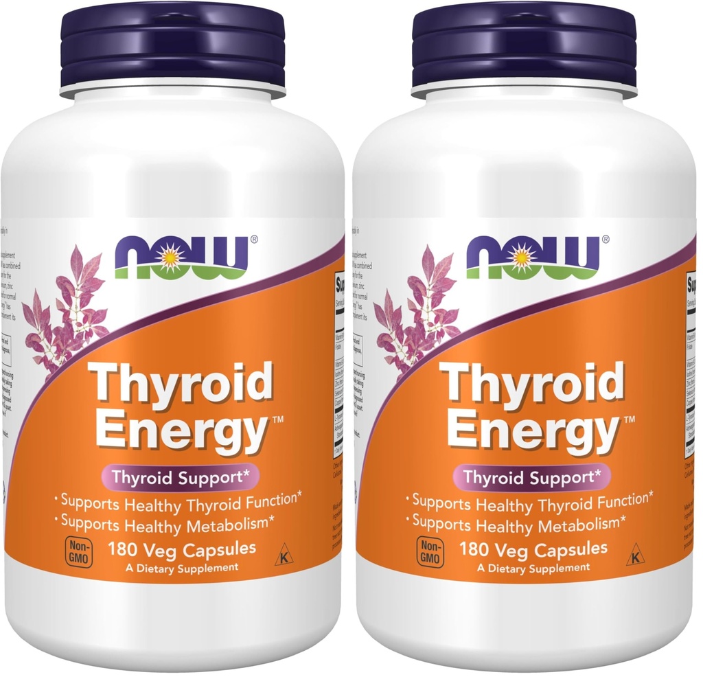 NOW Foods, Thyroid EnergyTM, Iodine 및 Tyrosine Plus Selenium, 아연 및 구리, 180 Veg 캡슐 (팩 2)