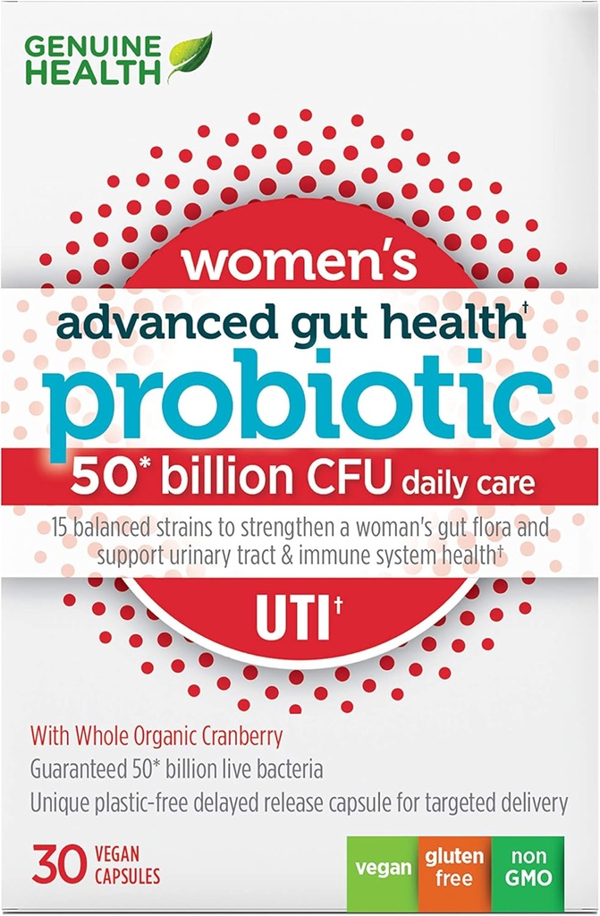 UTI 지원을 위한 진짜 건강 여자의 매일 Probiotic, 도움은 건강한 Urinary Tract, Multi-Strain, Cranberry를 가진 유기 공식, 30의 캡슐을 승진시킵니다