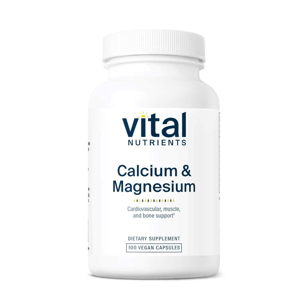 Vital Nutrients 칼슘 및 마그네슘 | 마그네슘과의 채식 칼슘 보충 | 지원 뼈 힘, 근육, 심장 건강 * | 글루텐, 낙농장, 콩 무료 | 비 GMO | 100 캡슐