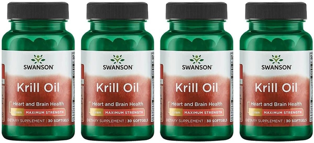 Swanson EFAs- Krill Oil - 최대 강도 - 1g, 30 Softgels (4 팩)