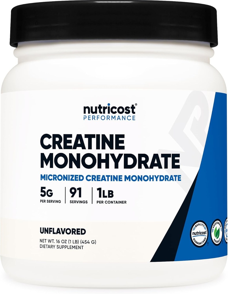 Nutricost Creatine Monohydrate Micronized 분말 1 LB (454 그램), 5000mg Per Serv (5g) - Micronized Creatine Monohydrate