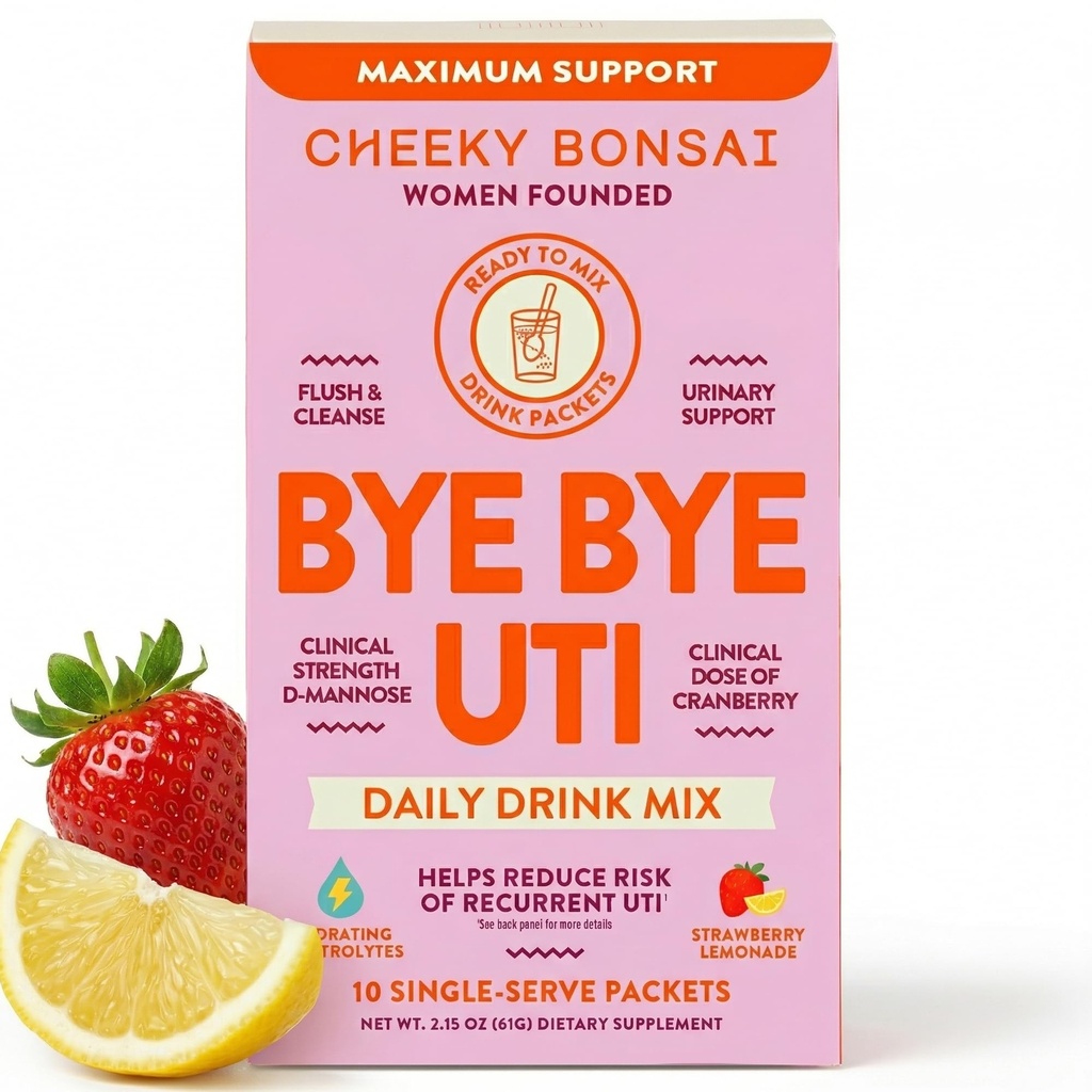 Cheeky Bonsai, Urinary Health Hydration Packets, Flush & D-Mannose, Cranberry & Electrolytes, Hibiscus Lemonade flavor (10 Packets) 추가 설탕, Vegan 및 글루텐 프리와 함께 유린 Tract를 보호합니다.