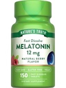 자연의 진실 멜라토닌 12 mg | 150 정제 | 빠른 용해 | 천연 베리 맛 | 비건, 비 GMO & 글루텐 무료 보충