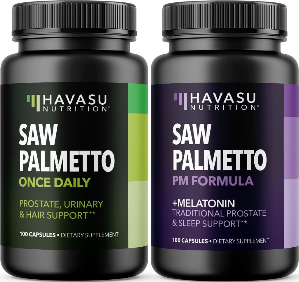 HAVASU NUTRITION Nighttime은 Melatonin (60 인분)과 Palmetto 캡슐 (100 인분)을 보았습니다.