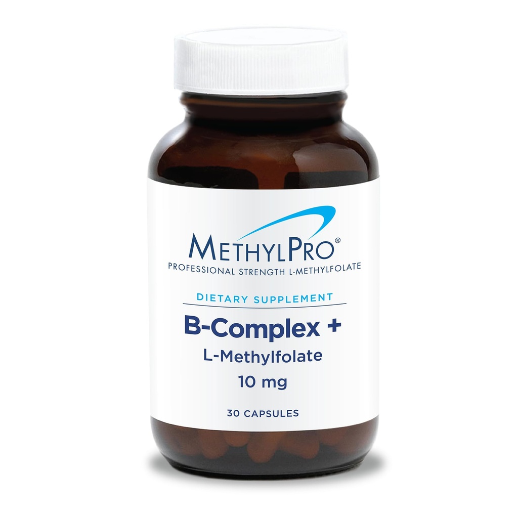 MethylPro B-Complex + L-Methylfolate 10 mg - 여성과 남성을 위한 메틸을 입힌 비타민 B 복합체, Folate, Niacin 및 Biotin, VIT B 보충교재를 가진 세포 에너지 지원 - 30 Vegan 캡슐