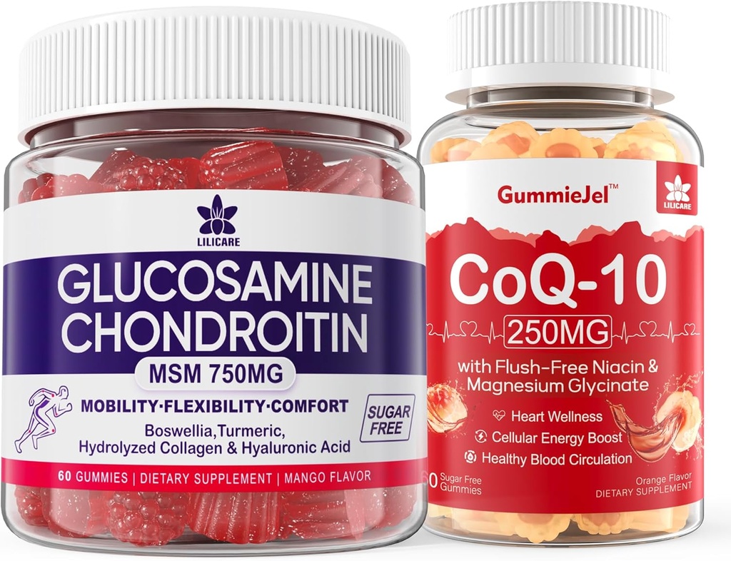 설탕 자유로운 글루코사민 Chondroitin MSM 120 조사 + CoQ10 250mg는 Gummies 60 조사를 채웠습니다