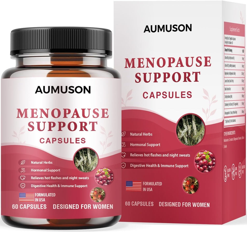 여성을위한 Menopause 지원 캡슐에 대한 비타민 - Black Cohosh, Ashwagandha, DIM, Magnesium, Chasteberry, B6, B12 및 New Formula의 허브 12-in-1- 호르몬 균형