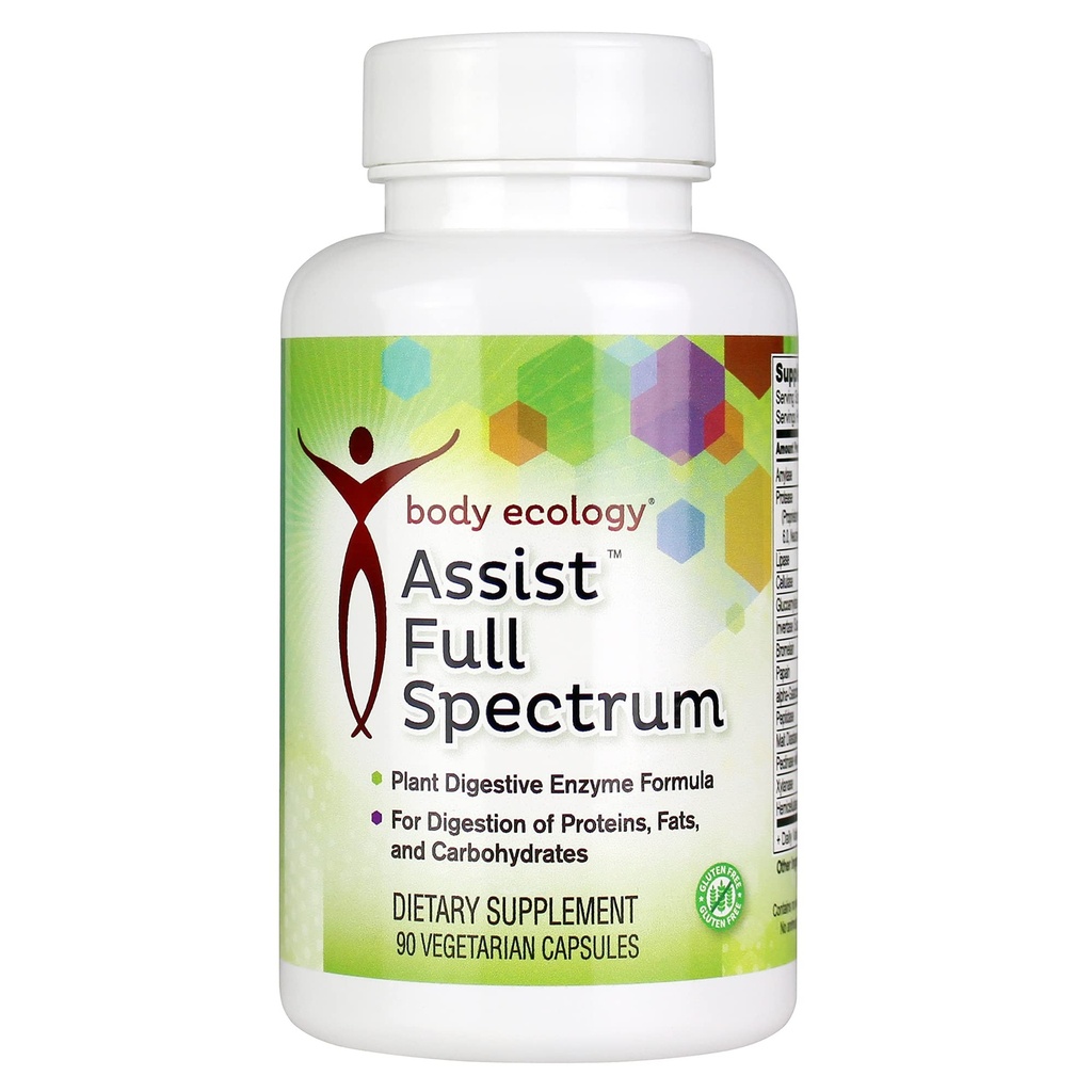 Body Ecology Assist Full Spectrum Enzymes | 식물 소화 효소 보충 | 건강한 소화 및 영양소 | 90 채식 조사