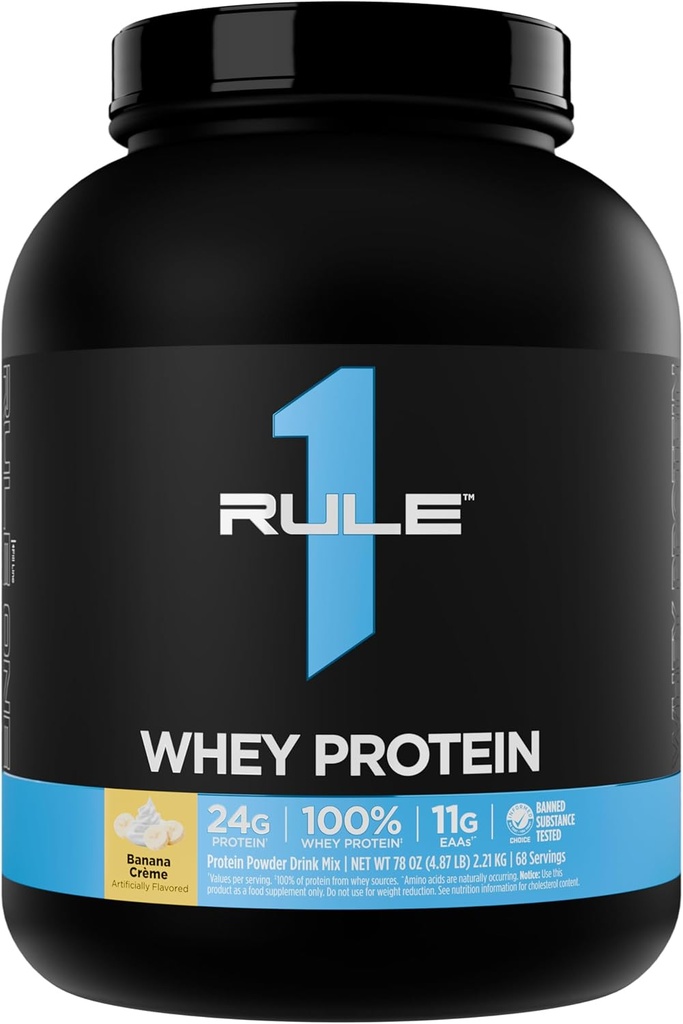 규칙 1 Whey Protein - 24g 자연적인 Occurring EAAs 및 운동 회복을위한 BCAAs 또는 언제든지 사용 (5 파운드 *, 바나나 크림)