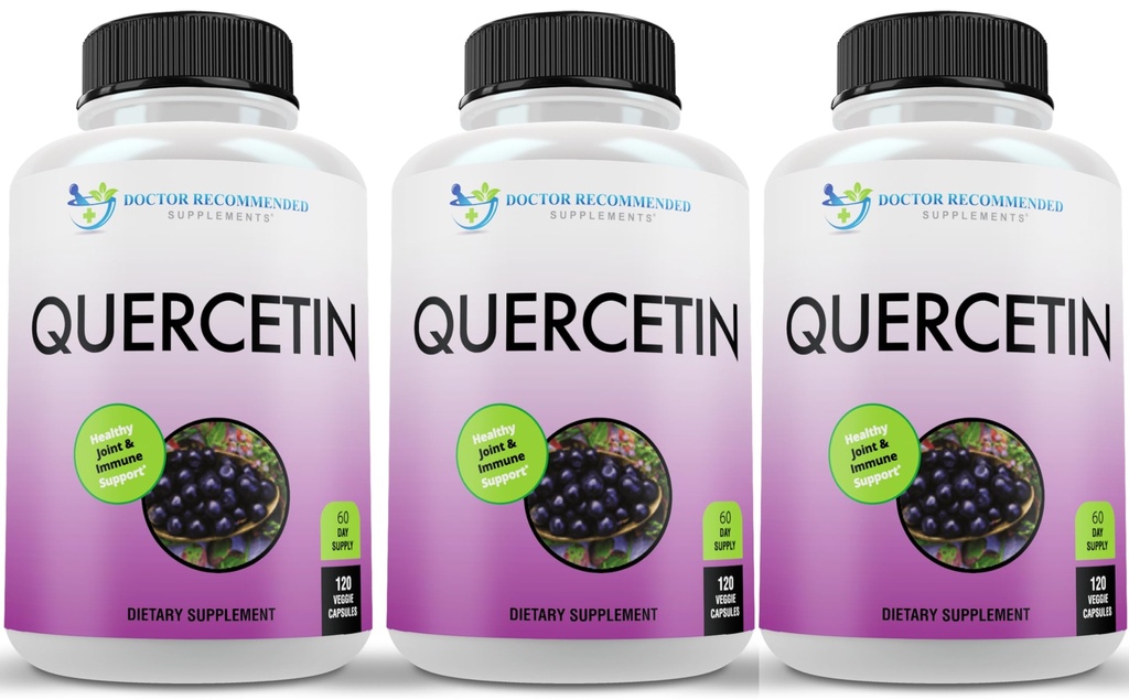 DOCTOR RECOMMENDED SUPPLEMENTS Quercetin 1000mg - (비건, 비 GMO) (120 Veggie 캡슐, 3)