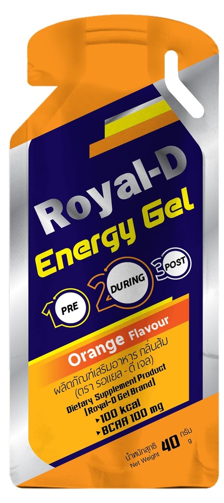 Royal-D Energy Gel with BCAAs – 오렌지 맛 | 러너, Cyclists, 피트니스용 내구 연료 | 빠른 에너지, 소화가 용이 | 100 kcal, 1.4 Oz Packet, 20 카운트