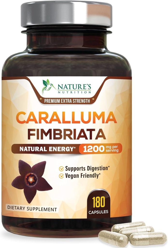 순수한 Caralluma Fimbriata 추출물 높게 집중된 1200mg - 자연적인 Caralluma Fimbriata 캡슐 내구시간 지원, 남자 & 여자를 위한 제일 Vegan 보충교재, 비 GMO - 180의 캡슐